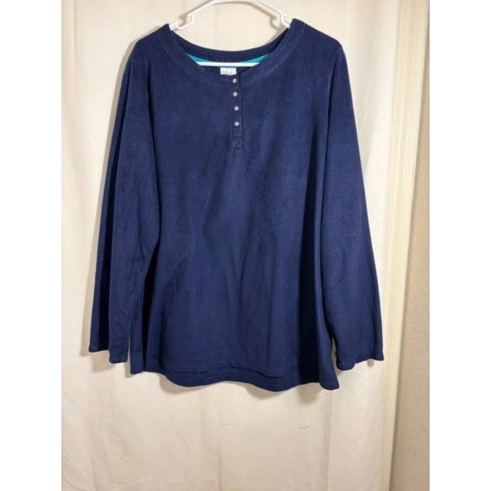 Secret Treasures Navy Fleece Henley Pullover – Size M